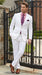 Men’s White Linen 2 Piece Suit with Two Button Jacket, Side Vents and Matching Pants