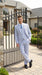 Men’s Light Blue Seersucker Suit with Jacket, Vest and Pants, High Quality Summer Dress Suit