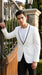 Men’s Waverly White Tuxedo Jacket by Ike Evening, Formal Dinner Jacket with Black Trim