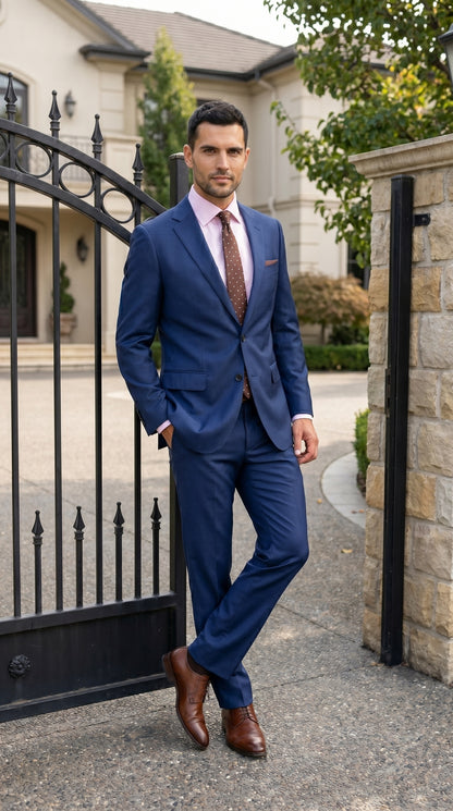 Men’s Ink Blue 2 Button Suit, Cobalt Midnight Blue Wedding and Business Dress Suit
