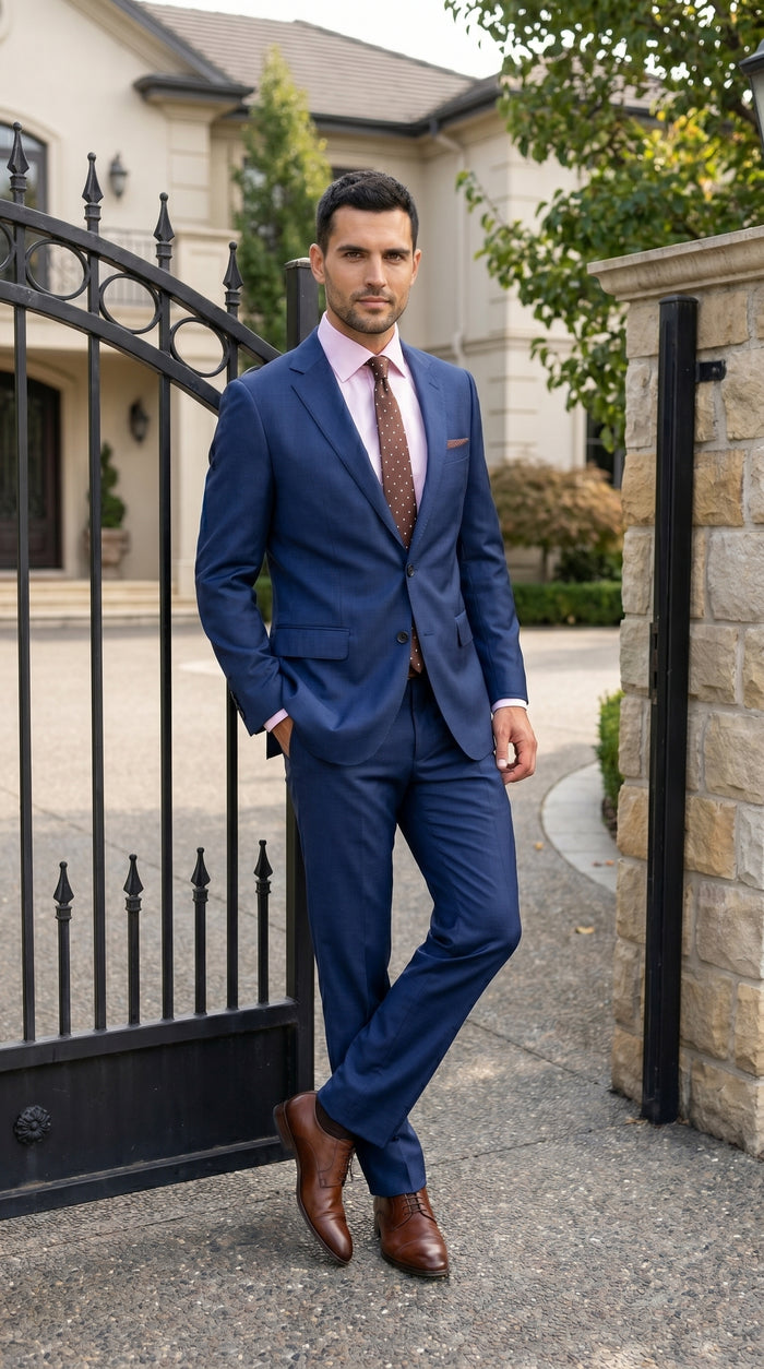 Men’s Ink Blue 2 Button Suit, Cobalt Midnight Blue Wedding and Business Dress Suit