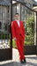 Men’s Red Bolzano 2 Button Suit with Pleated Pants, 100% Polyester Formal Dress Suit