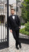 Men’s Black Modern 1 Button Tuxedo Suit with Satin Trim Peak Lapel and Wide Lapel Design