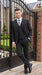 Men’s Jet Liquid Black Suit with White Pinstripes, 2 Button Vested Formal Dress Suit