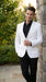 Men’s White Linen Fabric Summer Blazer with Notch Lapel, Dress Casual Sport Coat