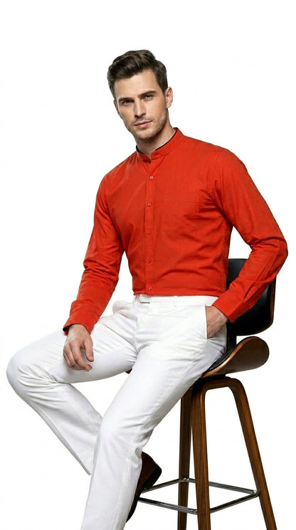 Mandarin Collarless Nehru Collar Preacher Round Style Multi-color Men's Dress Shirt - SG01