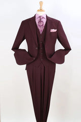 Apollo King Burgundy Classic Fit Vested Suit