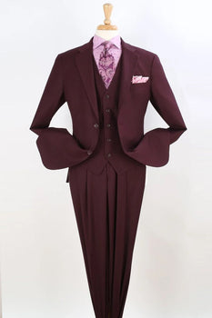 Apollo King Burgundy Classic Fit Vested Suit