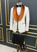 Men’s White Slim Fit Tuxedo with Burnt Orange Velvet Shawl Collar