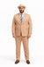 Mens Bronze - Tan Pinstripe - Camel Double Breasted Pinstripe Suit - Flat Front Pants