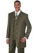 Men’s Vintage Vested Gangster Pinstripe Suit – Bold Olive Green Fashion 3-Piece Set
