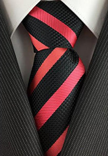 Men's Woven Black with Salmon ~ Coral Pink color Skinny Necktie -Men's Neck Ties - Mens Dress Tie - Trendy Mens Ties