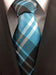Men's Blue Teal  Polyester Classic Plaid Fashion Design Necktie -Men's Neck Ties - Mens Dress Tie - Trendy Mens Ties