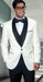 Statement Confidence Men's Off White Modern Fit One Button Shawl (Black) Collar Three Piece Fashionable Tuxedo