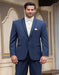 Men's High Fashion Two Buttons Satin  Wool Modern Slim Fit Slate Blue Suits