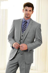 Grey Regular Length 4 Button Cuff Groom and Groomsmen Wedding Attire