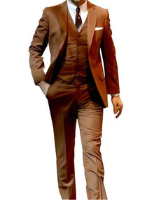 Men's 2 Button  Flap Pockets Camel Suit