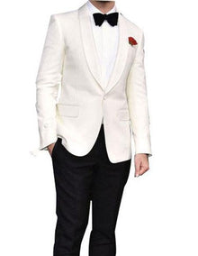 Men's Shawl Lapel 1 Button White Tuxedo