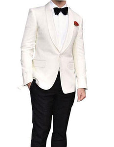 Men's Shawl Lapel 1 Button White Tuxedo