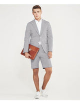 Men's summer business suits with shorts pants set (sport coat Looking) Light Grey