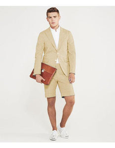 Men's summer business suits with shorts pants set (sport coat Looking) Ivory