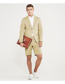 Men's summer business suits with shorts pants set (sport coat Looking) Sand