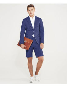 Men's summer business suits with shorts pants set (sport coat Looking)Indigo ~ Bright Blue