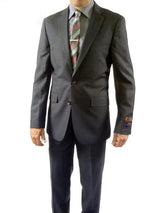 Carlo Lusso Men's 2 button fully lined slim fit charcoal suit