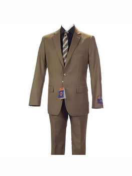 Carlo Lusso Men's 2 button fully lined slim fit Khaki suit