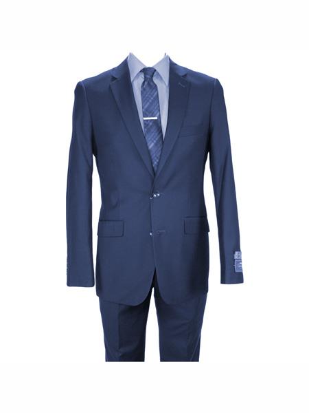 Navy Blue Suit - Navy Suit Carlo Lusso Men's 2 button fully lined slim fit Dark Blue Suit