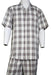 Men's Button Fastening Crosshatch Checkered Short Sleeve Walking Suit