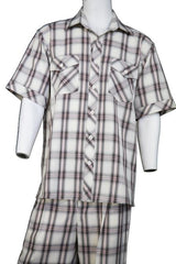 Men's Crosshatch Checkered Button Fastening Walking Suit