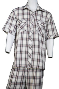 Men's Crosshatch Checkered Button Fastening Walking Suit