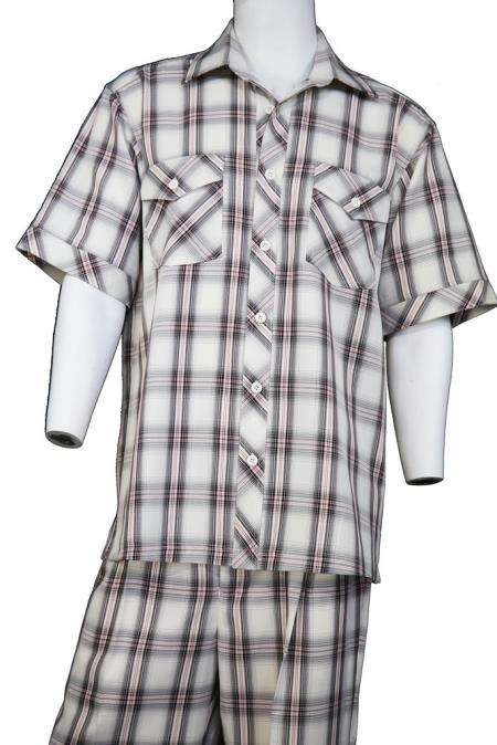 Men's Crosshatch Checkered Button Fastening Walking Suit