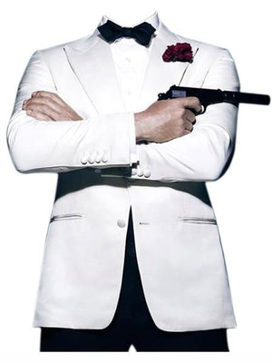 Daniel Craig Suit White Peak Lapel 2 Button james bond Tuxedo