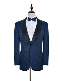 Men's One Button  Dark Navy Blue Double Vents Suit