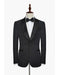 Men's Pure Black Double Vent Besom Pocket Floral Pattern Shawl Lapel Suit