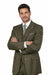 Men’s Vintage Vested Gangster Pinstripe Suit – Bold Olive Green Fashion 3-Piece Set