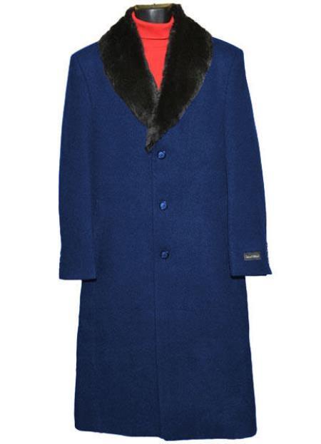 Men's Big And Tall Overcoat Long Men's Dress Topcoat -  Winter coat 4XL 5XL 6XL Royal Blue main image 0