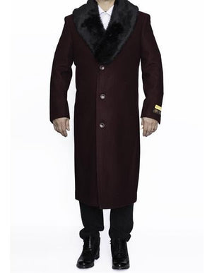 Men's Big And Tall Overcoat Long Men's Dress Topcoat - Winter coat 4XL 5XL 6XL Burgundy ~ Wine ~ Maroon