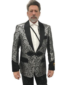 Men's Shawl Lapel Black Flap Front Pocket Suit