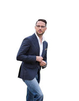 Men's Blue ~ White Two Button Suit