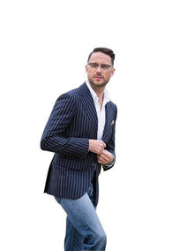 Men's  Blue ~ White Two Button  Suit