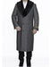 Mens Topcoat Mens Dress Coat  Removable Fur Collar Full Length Wool Herringbone Grey  Top Coat ~ Overcoat