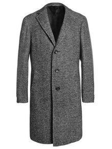 Mens Topcoat Mens Dress Coat Single Breaste Full Length Tweed Herringbone Gray Overcoat