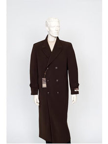 Men's Dress All Weather Coat Full Length Maxi Trench Coat Brown