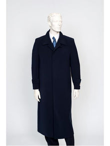 Men's Dress All Weather coat Full Length Maxi Trench Coat Navy