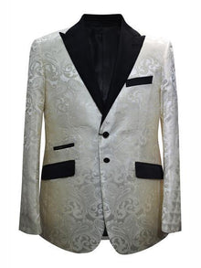 Cream  Ivory Men's Printed Patterned Print Floral Tuxedo