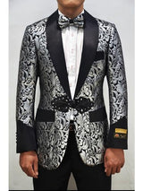 Silver ~ Black Men'S Printed Patterned Print Floral Dinner Jacket