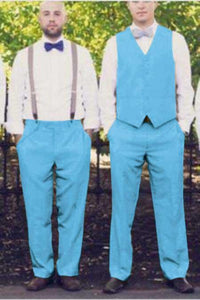 Matching Waistcoat Wedding ~ Prom Dress Tuxedo Wedding Men's Vest ~ Waistcoat ~ Waist coat & Flat Front Pants Set Sky Blue